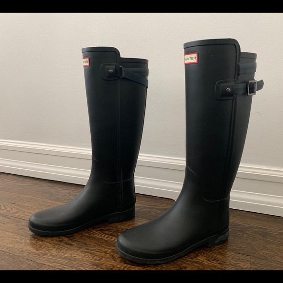womens tall black hunter rain boots